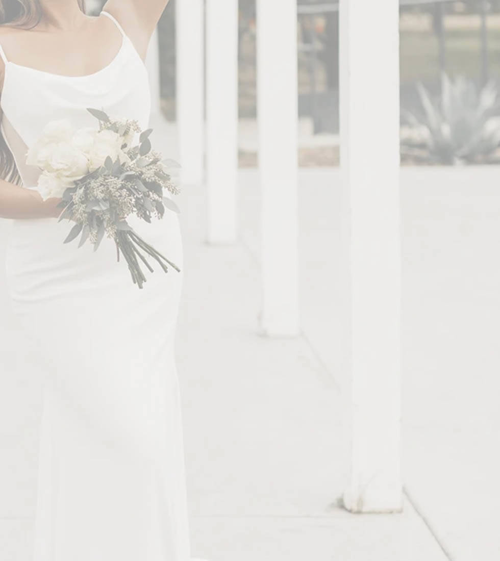 Model wearing a bridal gown. Grayscale image