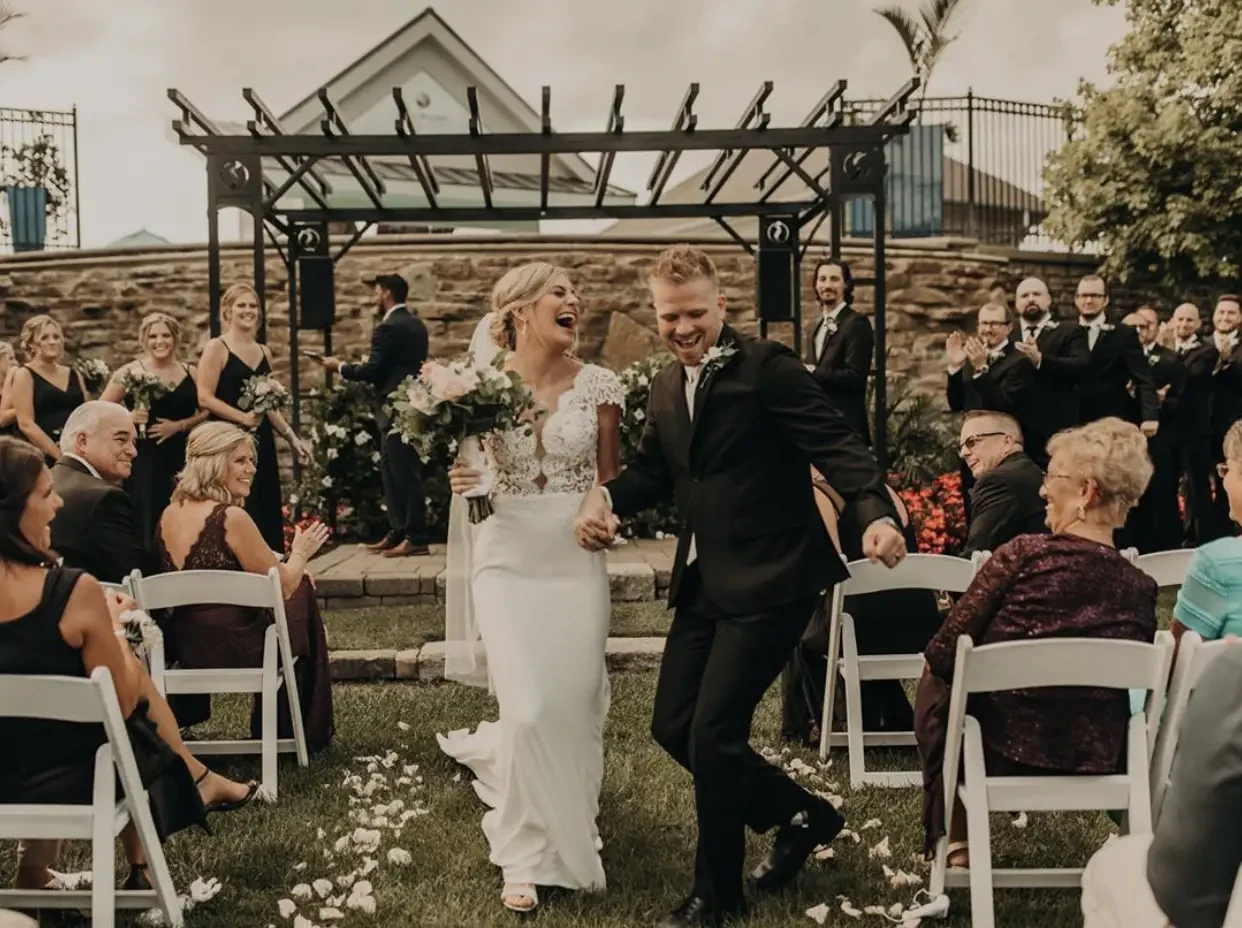 Photo of the real bride and groom on the ceremony