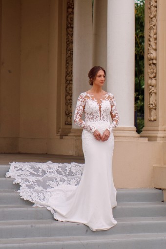 Essense of Australia Style No. D3379ZZ #1 (IV-PL) Ivory Gown w Porcelain Tulle Illusion thumbnail
