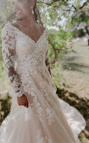 Stella York Style No. 7169LSCR #7 (IV-IV) Ivory Lace Tulle and Regency Organza over Ivory Gown thumbnail