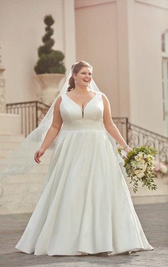 Stella York Style No. 6758ZZ #1 (IV-PL) Ivory Gown with Porcelain Tulle Plunge thumbnail