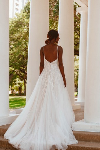 Stella York Style No. 7490IV #1 default (IVBC-PL) IVR Embroidery & Tulle ov Biscotti Gown w Porcelain Plunge thumbnail