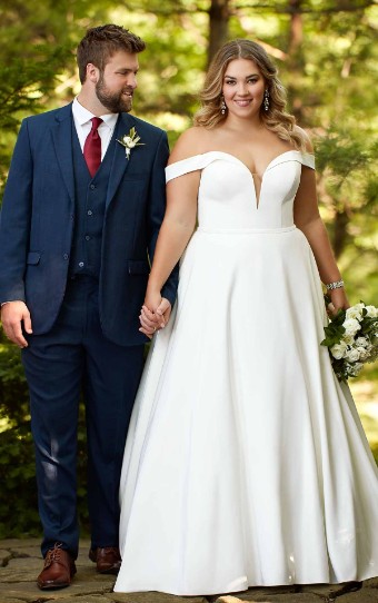 Essense of Australia Style No. D2761ZZ #0 default (IV-PL) Ivory Gown with Porcelain Tulle Plunge thumbnail