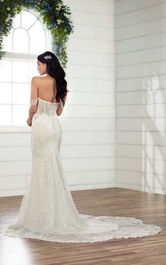 Essense of Australia Style No. D2988IV #3 (IVRM-PL) Ivory Lace & Tulle over Rum Gown w/ Porcelain Tulle Illusion thumbnail