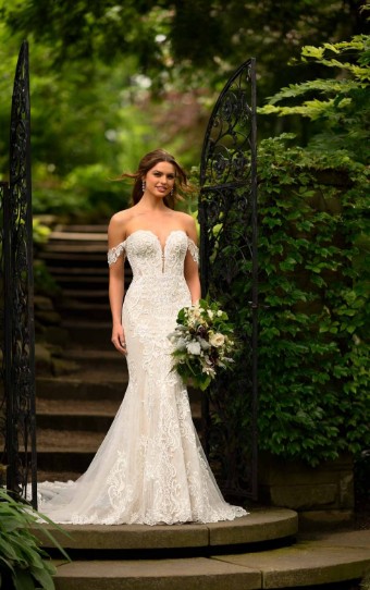 Essense of Australia Style No. D2988IV #2 (IVRM-PL) Ivory Lace & Tulle over Rum Gown w/ Porcelain Tulle Illusion thumbnail