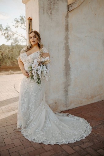 Stella York Style No. 7292ZZ #0 default (IS-BC) Ivory Silver Lace and Ivory Tulle over Biscotti Gown thumbnail