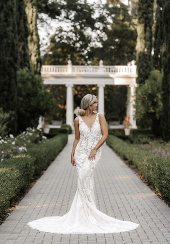 Stella York Style No. 6933ZZ #0 default (IVLT-PL) Ivory Lace over Latte Georgette with Porcelain Tulle Illusion thumbnail