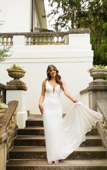 Stella York Style No. 7774-IV #2 (PI-PL) Pure Ivory Gown w Porcelain Tulle Plunge thumbnail