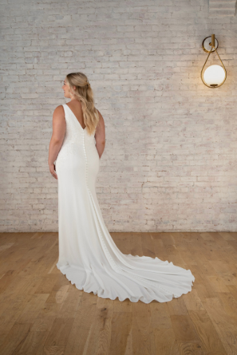Stella York Style No. 7774-IV #1 (PI-PL) Pure Ivory Gown w Porcelain Tulle Plunge thumbnail
