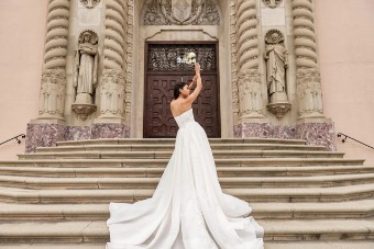 Essense of Australia Style No. D3941ZZ11 #3 Ivory Luxe Organza Over Ivory Gown thumbnail