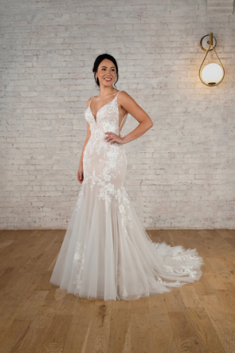 Stella York Style No. 7841-IV #3 (IVAL-PL) IVR LACE & TULLE OVER ALM GOWN W PORCELAIN TULLE ILLUSION thumbnail