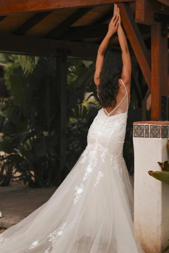 Stella York Style No. 7841-IV #1 (IVAL-PL) IVR LACE & TULLE OVER ALM GOWN W PORCELAIN TULLE ILLUSION thumbnail