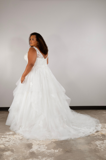 Essense of Australia Style No. D3892DQ #2 Ivory Lace & Tulle Over Biscotti Gown W Porcelain Tulle Plunge thumbnail