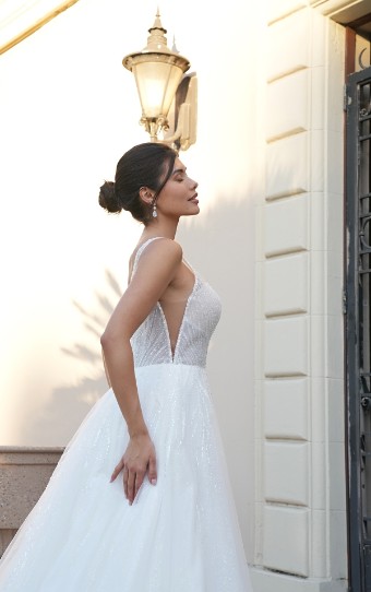 Stella York Style No. 7906IS #2 (IVIV-PL) Ivory Lace & Tulle over Ivory Gown w Porcelain Tulle Plunge thumbnail