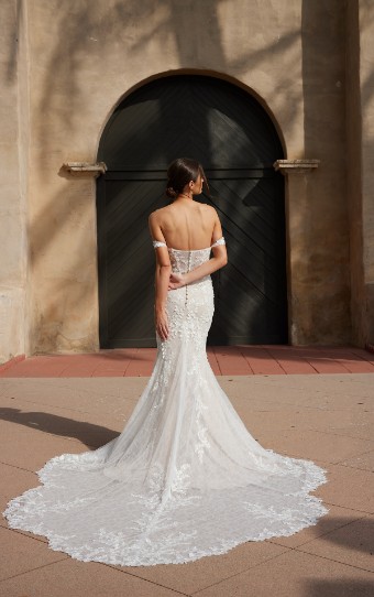 Essense of Australia Style No. D3992IV #10 (IVIV-PL) Ivory Lace & Tulle over Ivory Gown w Porcelain Tulle Plunge thumbnail
