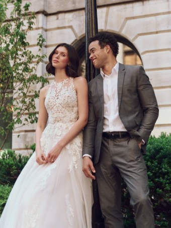 Rebecca Ingram Style No. RICKIE (25RK284A01 - Unlined bodice, sparkle tulle) #2 All Ivory (gown with Ivory Illusion) Ivory over Blush (gown with Natural Illusion) thumbnail