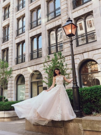 Rebecca Ingram Style No. RICKIE (25RK284A01 - Unlined bodice, sparkle tulle) #1 All Ivory (gown with Ivory Illusion) Ivory over Blush (gown with Natural Illusion) thumbnail