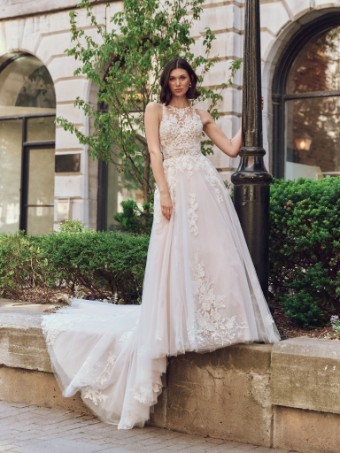 Rebecca Ingram Style No. RICKIE (25RK284A01 - Unlined bodice, sparkle tulle) #0 default All Ivory (gown with Ivory Illusion) Ivory over Blush (gown with Natural Illusion) thumbnail