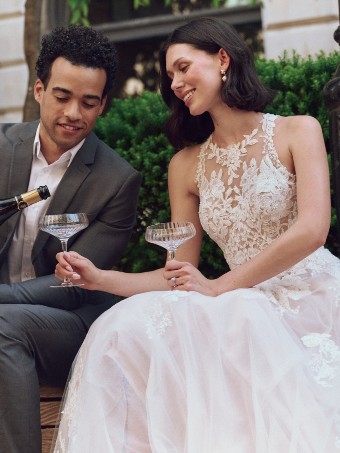 Rebecca Ingram Style No. RICKIE (25RK284A01 - Unlined bodice, sparkle tulle) #2 Ivory over Blush (gown with Natural Illusion) thumbnail