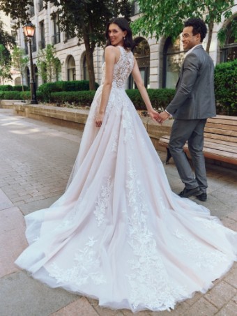 Rebecca Ingram Style No. RICKIE (25RK284A01 - Unlined bodice, sparkle tulle) #4 default All Ivory (gown with Ivory Illusion) Ivory over Blush (gown with Natural Illusion) thumbnail