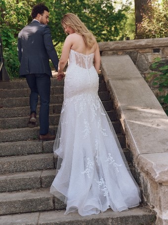 Maggie Sottero Style No. BENJIE (25MB271A01 - Unlined bodice, Chantilly lace) #10 Ivory over Blush (gown with Natural Illusion) thumbnail