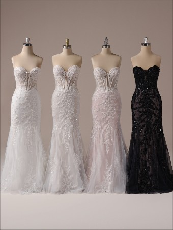 Maggie Sottero Style No. BENJIE (25MB271A01 - Unlined bodice, Chantilly lace) #3 Ivory over Blush (gown with Natural Illusion) thumbnail