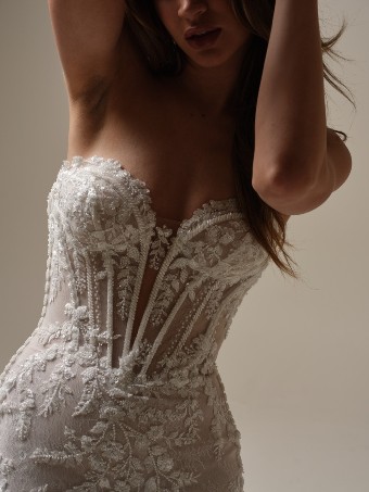 Maggie Sottero Style No. BENJIE (25MB271A01 - Unlined bodice, Chantilly lace) #2 Ivory over Blush (gown with Natural Illusion) thumbnail