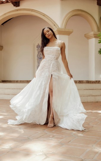 Stella York Style No. 8055ZZ #0 default (IV-HZ) IVORY LACE AND TULLE OVER HAZELNUT GOWN thumbnail