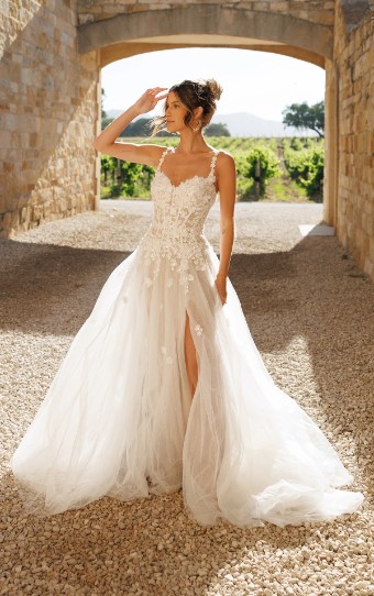 Essense of Australia Style No. D4148IV #0 default (IV-RM) IVORY LACE AND TULLE OVER RUM GOWN thumbnail