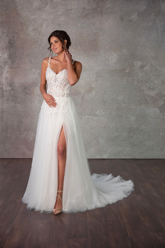 Essense of Australia Style No. D4148IV #3 (IV-RM) IVORY LACE AND TULLE OVER RUM GOWN thumbnail