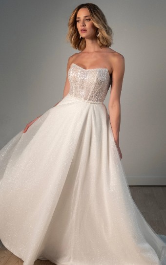 Stella York Style No. 8009IV #3 (IV-BC) Ivory Lace and Tulle over Biscotti Gown thumbnail