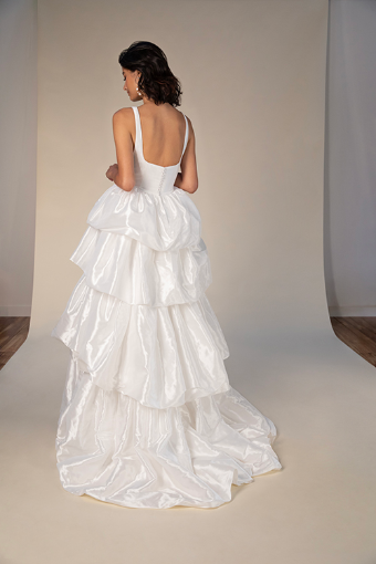 All Who Wander Style No. LONDON-ZZ #1 (PI-PL) Pure Ivory Gown w Porcelain Tulle Plunge thumbnail