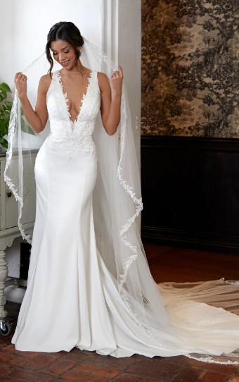 Essense of Australia Style No. D4155IV #0 default (IV-PL) Ivory Gown w Porcelain Tulle Illusion thumbnail