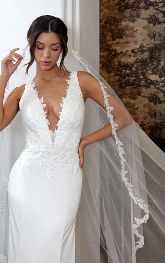 Essense of Australia Style No. D4155IV #1 (IV-PL) Ivory Gown w Porcelain Tulle Illusion thumbnail