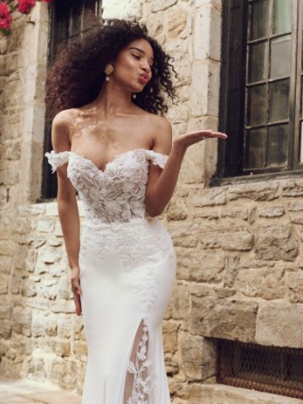 Rebecca Ingram Style No. ADELINE (25RK278A01 - Unlined bodice) #3 Ivory (gown with Natural Illusion) thumbnail