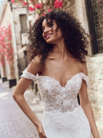 Rebecca Ingram Style No. ADELINE (25RK278A01 - Unlined bodice) #1 Ivory (gown with Natural Illusion) thumbnail