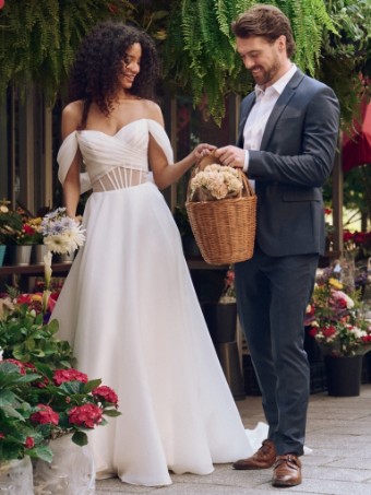 Rebecca Ingram Style No. SUNNY (25RB273B01 - Lined bodice) #1 All Ivory (gown with Ivory Illusion) thumbnail