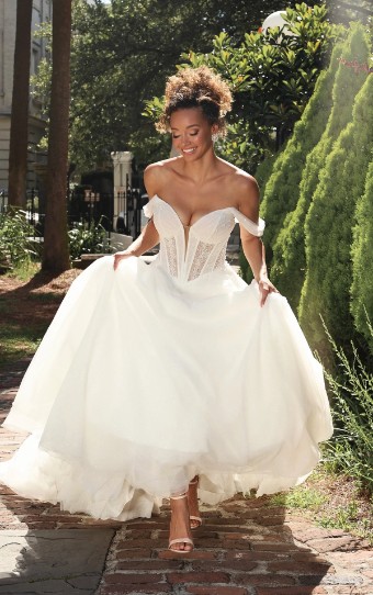 Essense of Australia Style No. D4130IV #0 default (IVIV-PL) IVR TULLE & REGAL ORGANZA OVER IVR GWN W PORCELAIN TULLE PLNG thumbnail
