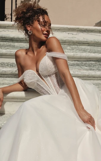 Essense of Australia Style No. D4130IV #10 (IVIV-PL) IVR TULLE & REGAL ORGANZA OVER IVR GWN W PORCELAIN TULLE PLNG thumbnail