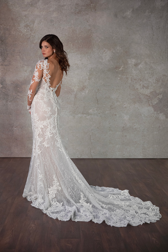 Essense of Australia Style No. D4172CQ #4 (IVIV-PL) IVR LACE & TULLE OV IVORY GOWN W PLN TULLE ILLUSION & SLEEVES thumbnail