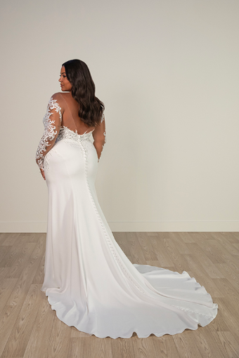 Stella York Style No. 8028CR #6 default (PI-PL) PURE IVORY GOWN W PORCELAIN TULLE ILLUSION AND SLEEVES thumbnail