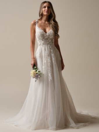 Rebecca Ingram Style No. MAPLE (25RN322A01 - Unlined bodice) #1 Ivory (gown with Natural Illusion) thumbnail