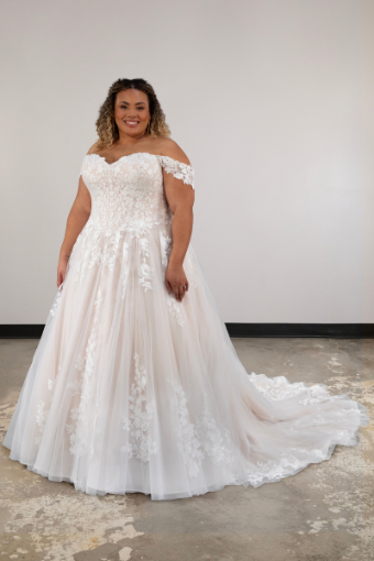 Essense of Australia Style No. D4106CQ #9 (IV-BC) Ivory Lace Tulle & Biscotti Regal Organza over Biscotti Gown thumbnail