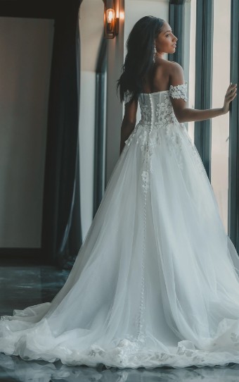 Essense of Australia Style No. D4106CQ #5 (IV-BC) Ivory Lace Tulle & Biscotti Regal Organza over Biscotti Gown thumbnail