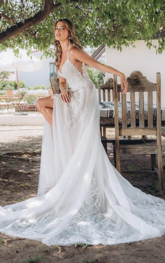 Stella York Style No. 8036IQ #0 default (IVIV-PL) IVR LACE & TULLE OVER IVORY GOWN W PORCELAIN TULLE SIDE PLNG thumbnail
