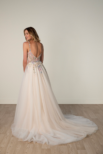 Stella York Style No. 8063GQ #2 (BH-IV) BLUE BLUSH LACE ON TULLE OVER IVORY GOWN thumbnail