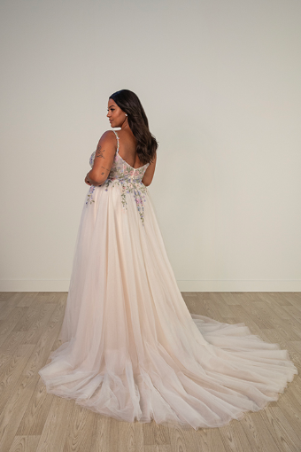 Stella York Style No. 8063GQ #6 (BH-IV) BLUE BLUSH LACE ON TULLE OVER IVORY GOWN thumbnail