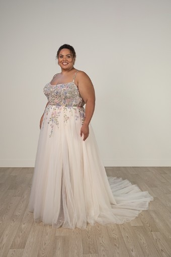 Stella York Style No. 8063GQ #7 default (BH-IV) BLUE BLUSH LACE ON TULLE OVER IVORY GOWN thumbnail