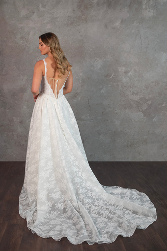 Essense of Australia Style No. D4315ZZ #4 (IV-PL) IVORY GOWN W PORCELAIN TULLE ILLUSION AND PLUNGE thumbnail