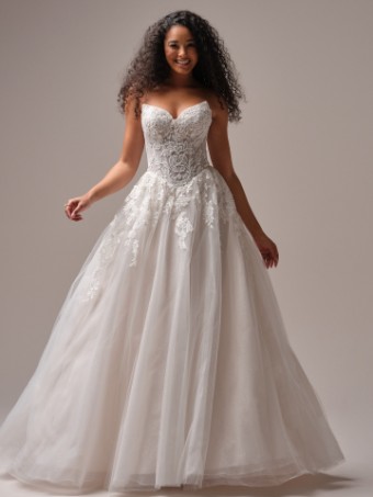 Rebecca Ingram Style No. PAIGE (25RS919A01 - Unlined bodice, Glitter tulle) #0 default All Ivory (gown with Ivory Illusion) thumbnail